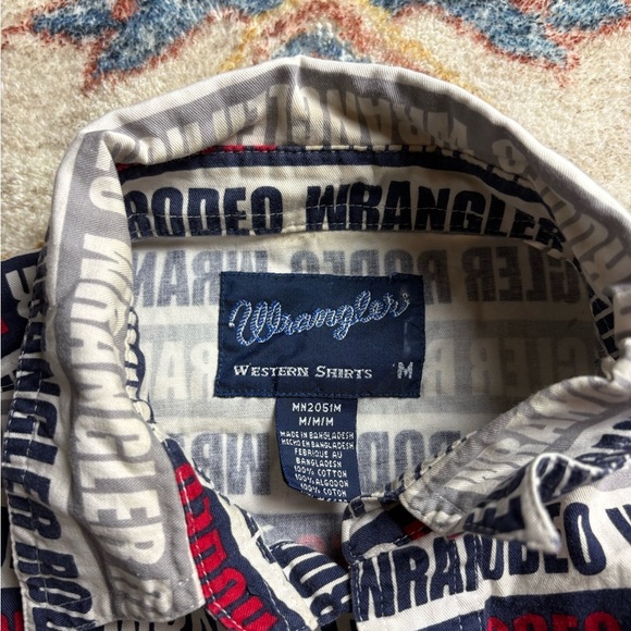 Vintage Wrangler Rodeo All Over Print Pearl Snap Shirt Medium - Picture 3 of 5